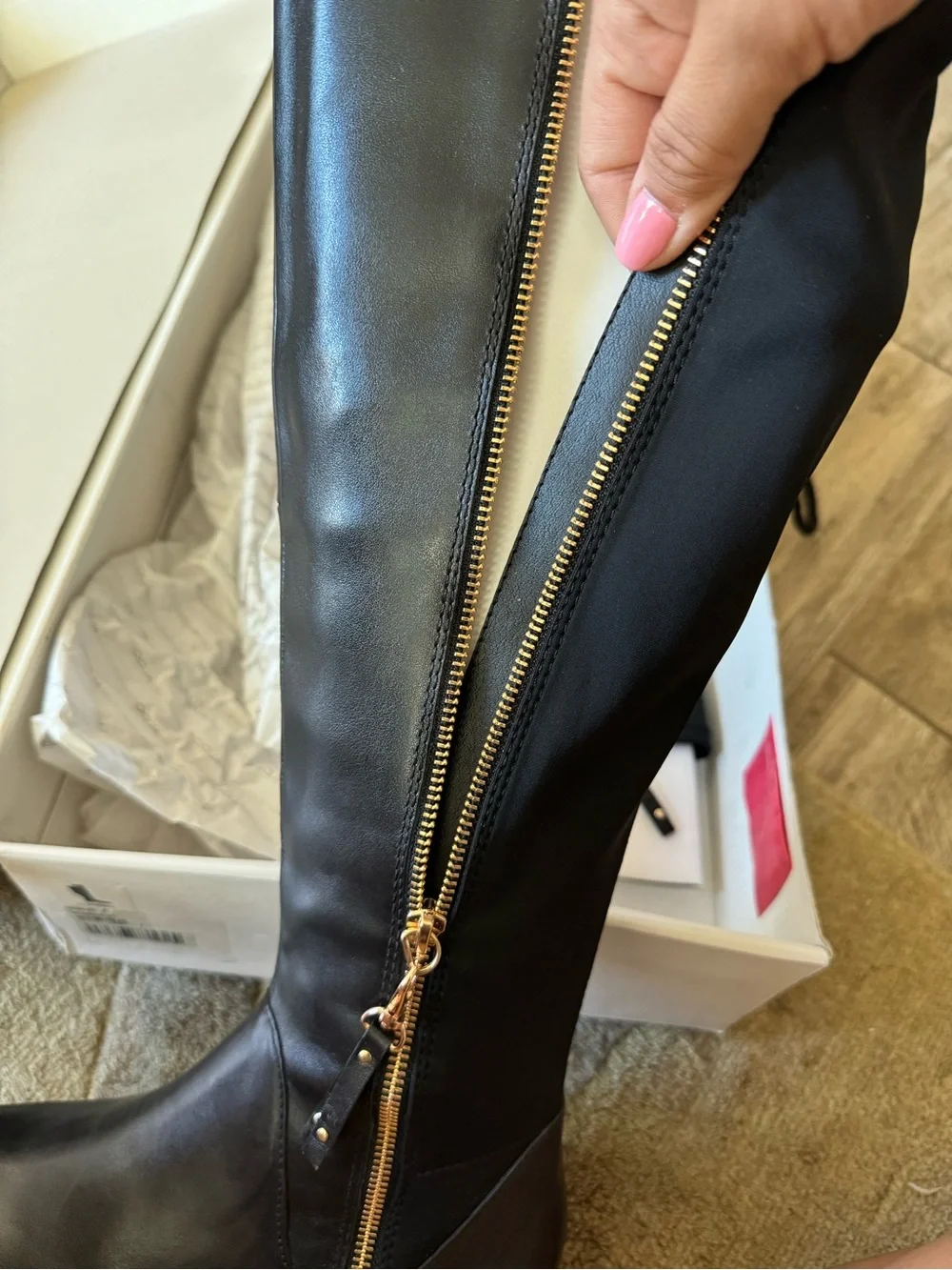 Black Over-the-Knee Zip Riding Boots